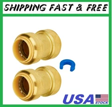 1-Inch Push-Fit Straight Coupling, Push-to-Connect PEX, Copper, CPVC, No Lead
