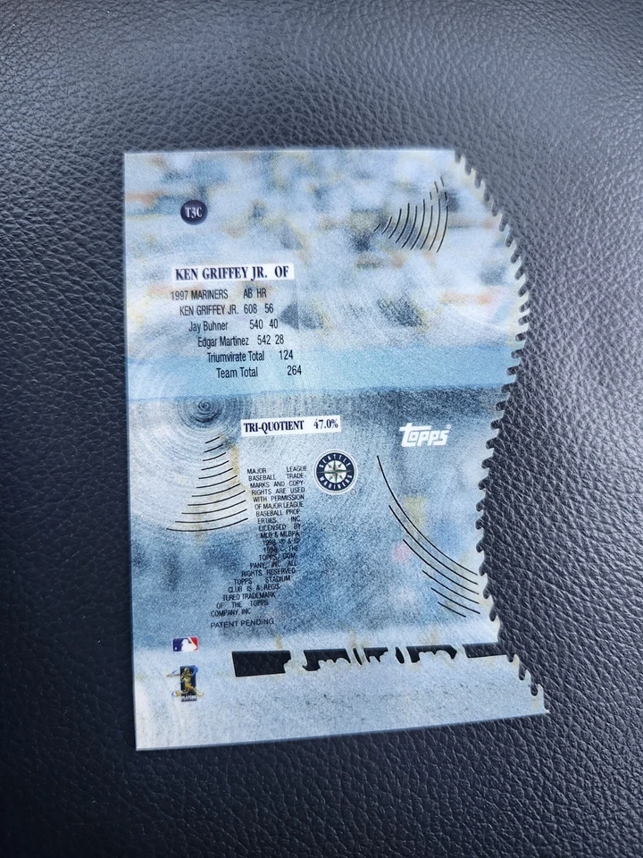 KEN GRIFFEY JR 1998 STADIUM CLUB TRIUMVIRATE LUMINOUS LASER CUT RARE!!! - Image 2 of 2