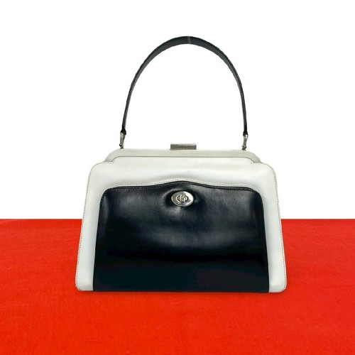 beautiful item GUCCI Old Gucci Bicolor Logo Hardware Leather  Leather Handbag