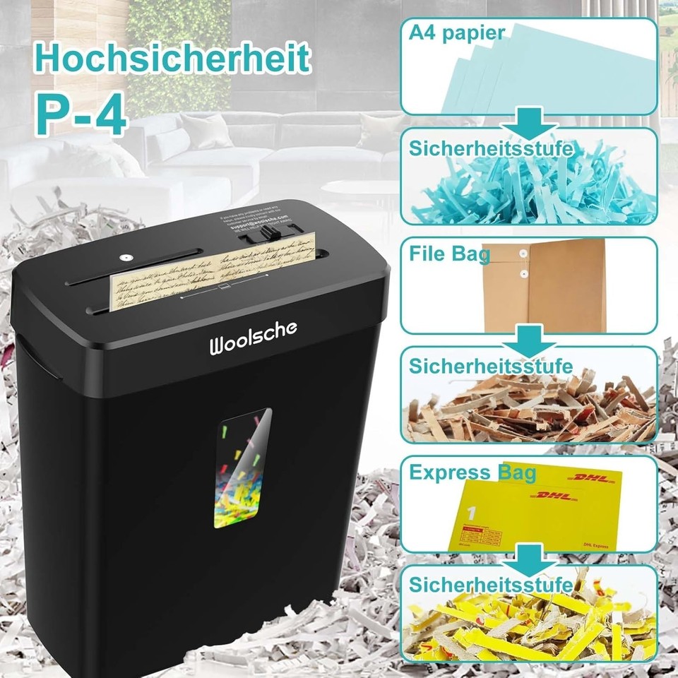 Effizienter 8-Blatt-Papierschredder Mit Kreuzschnitt, 16-Liter-Auffangbehälter – Für Zuhause & Büro