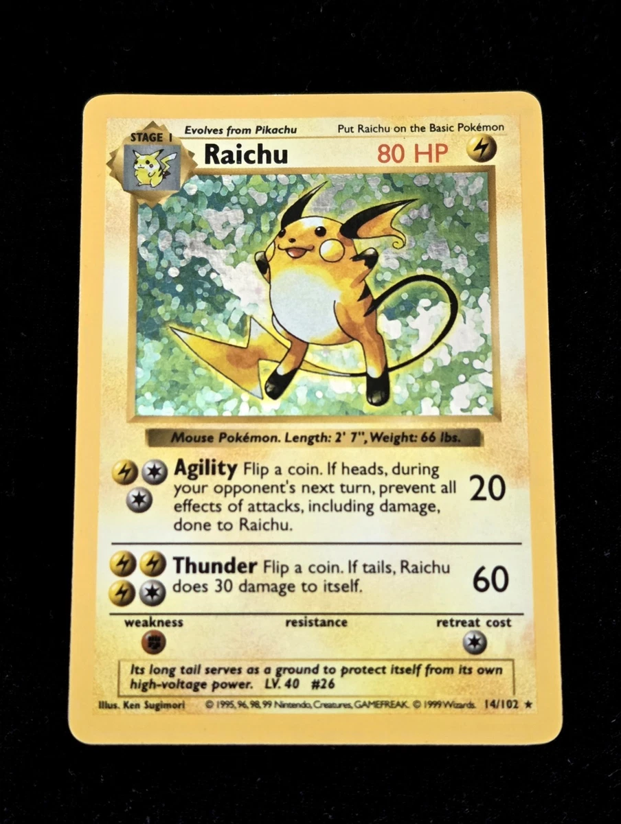 Raichu Pokémon TCG Shadowless Individual Collectible Card Game