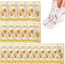18 Pairs Moisturizing Hand & Foot Masks with Honey, Milk, Vitamin E & Glycerin, 