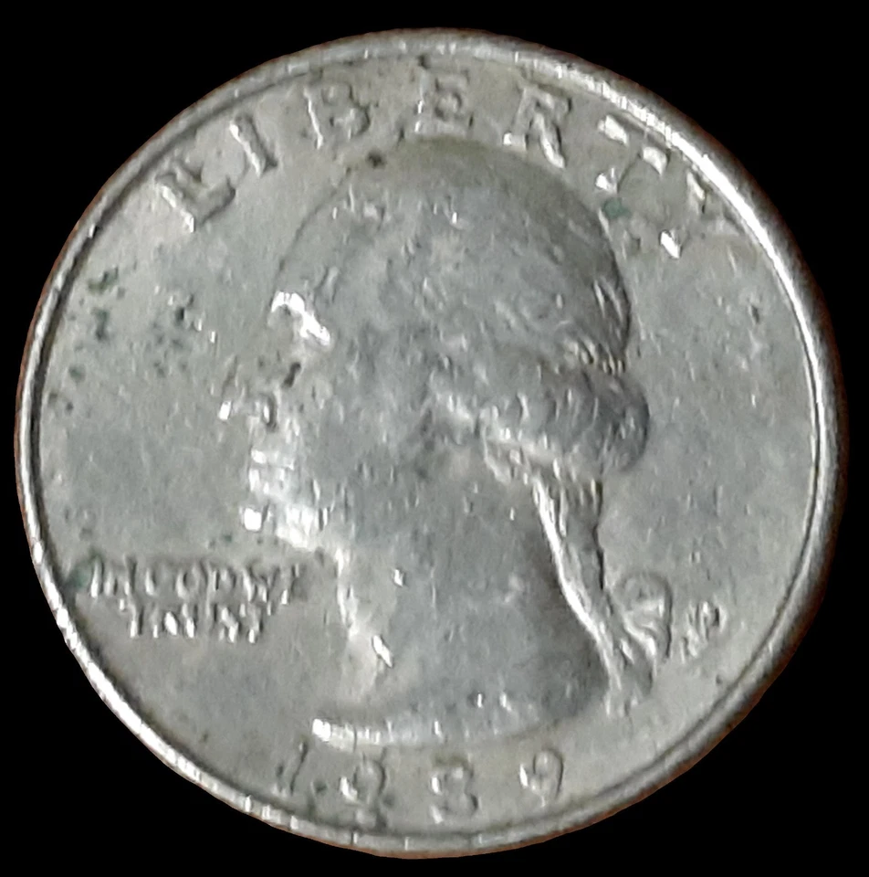 1289 instead 1989-S/S Washington 25C Errors: Die Chips Obv & Rev-IN OOD WY TRUST - Image 2 of 4