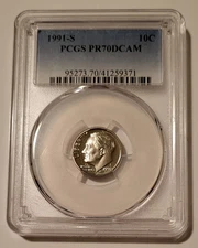 PCGS 1991 S Roosevelt Dime Proof PR70 DCAM (B)