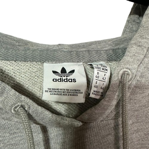 Adidas Hoodie Men's Hoodie Size M Gray Trefoil Pullover Sweatshirt - Picture 3 of 10