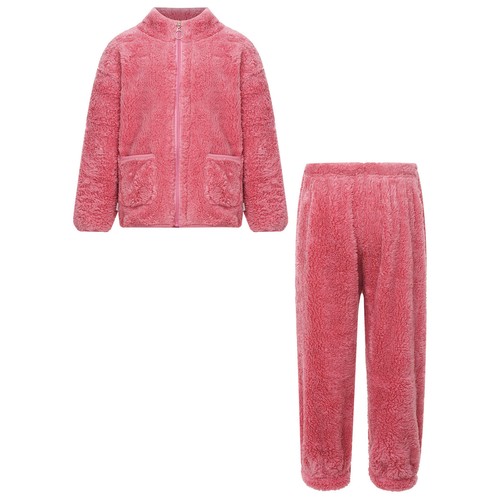 Unisex Kids Outfits Solid Color Sleepwear Tops Set With Pants Elastic Waistband - Picture 25 of 53