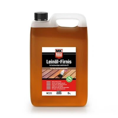 MK BAUCHEMIE Leinöl firnis 5l Holzöl Leinölfirnis Möbel Lasur Holzschutz 100% Naturprodukt
