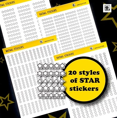 Five Star Rating Planner Sticker, Book Review Sticker, Booktok, movie Rating