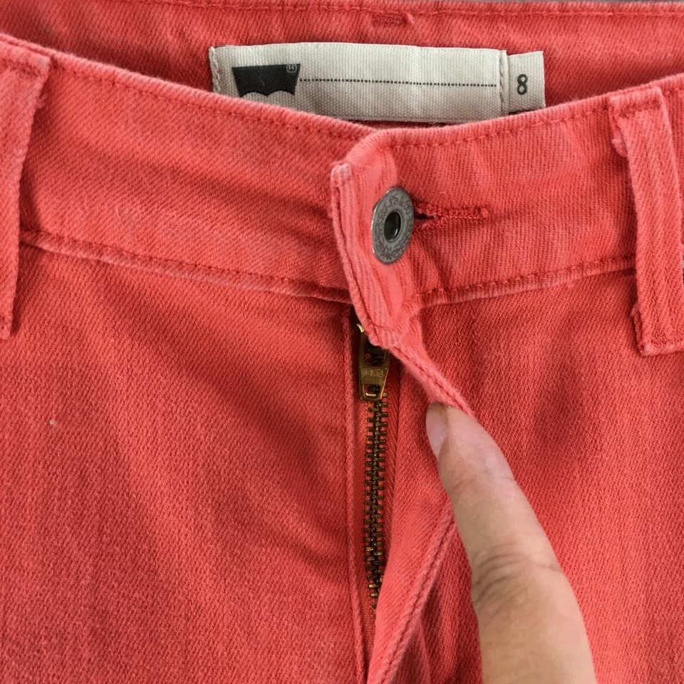 Corto Levis Pedal Skimmer para mujer 8 Coral tiro medio cremallera botón mosca 5 bolsillos puños Foto 4 de 4