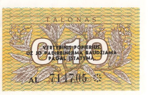 Lithuania 0.10 Talonas 1991 UNC - Picture 1 of 2