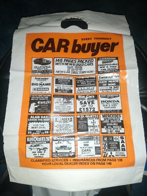 Vintage 80er Jahre Tragetasche - Autokäufer jeden Donnerstag Kleinanzeigenpapier
