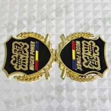 Gold JDM MUGEN POWER Metal Emblem Car Trunk Side Wing Fender Badge Sticker X2