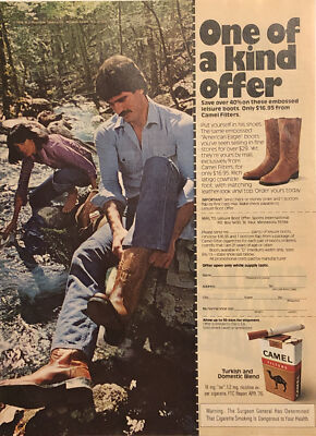 camel cigarettes boots 1976 Camel Filters Cigarettes PRINT AD American Eagle Boots VTG 70s One Of  Kind