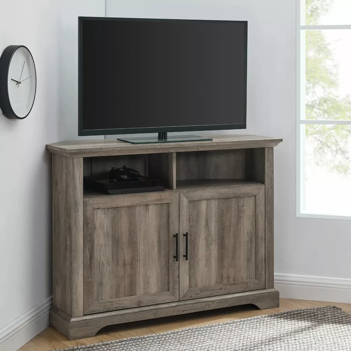 Gray wash entertainment center deals