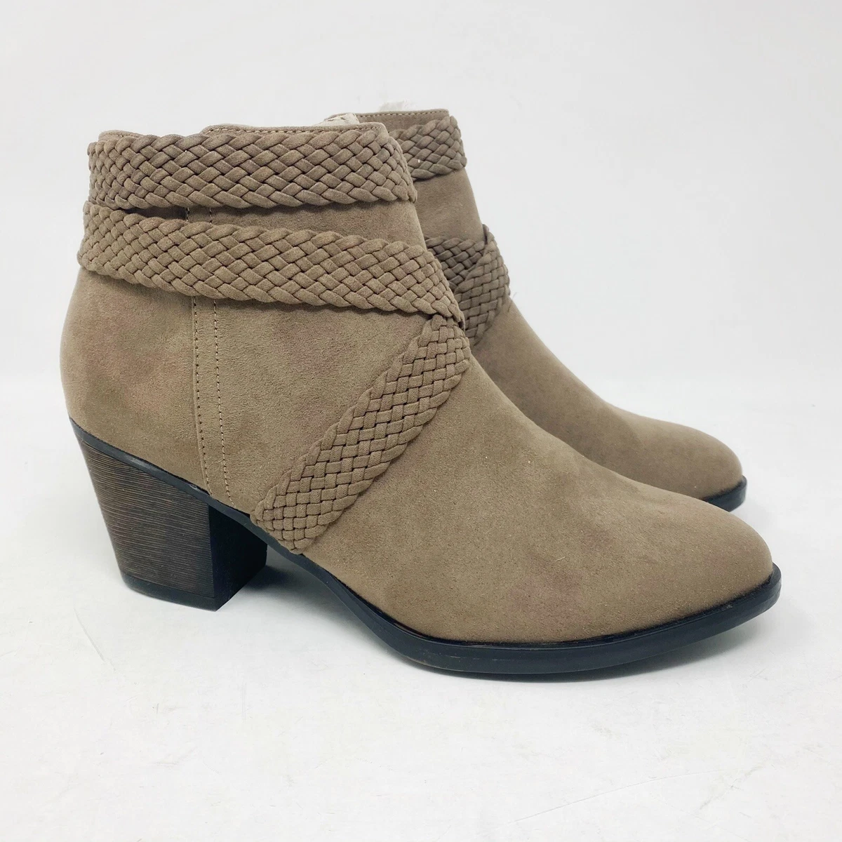 New Journee Collection Senica Women s Taupe Braid Strap Ankle