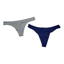 Hanes Women's Navy/Grey 2-Pack Thong Underwear Size XL 8 B67