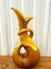 Vintage Mid Century Brown Yellow Drip Glaze Royal Haeger #483 Serpentine Vase