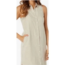 H by Halston Lightweight Linen Sleeveless Button Down Dress Size small