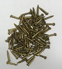 100 Vintage 3/8" X #17 SOLID BRASS BRAD NAILS / ESCUTCHEON PINS ROUND HEAD 