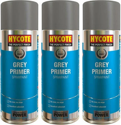 3 x Hycote Grey Primer Spray Paint Aerosol Car Multi-Purpose Preparation 400ML