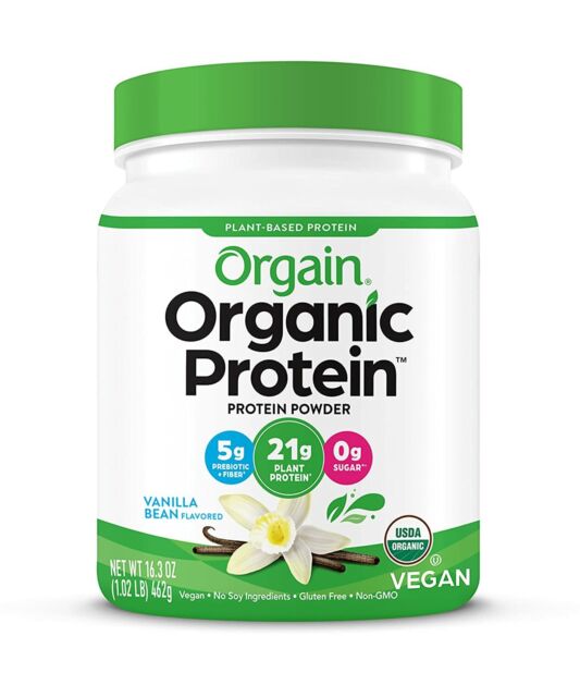 Orgain Organic Plant Based Protein Powder, Vanilla Bean - Vegan, Low Net Carbs,
