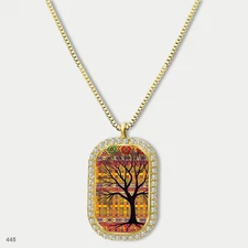 Gorgeous Colorful Tree of Life Pendant Necklace Chain Image Dog Tag Chain Gift D