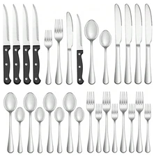 24-Pcs Stainless Steel Silverware Set | Fork Knife Spoon Teaspoon | NEW