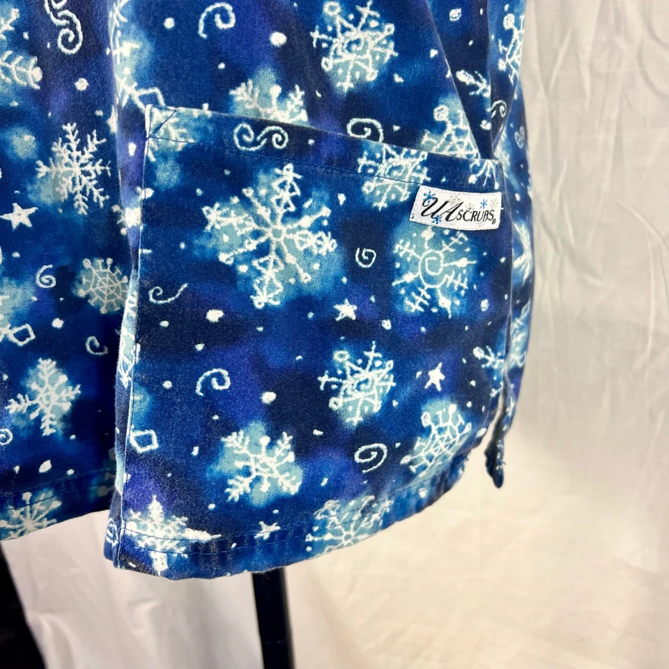 Conjunto Exfoliante UA Invierno Copo de Nieve Para Mujer Pequeño Top Pantalones Bolsillos Enfermería Médica Foto 4 de 4
