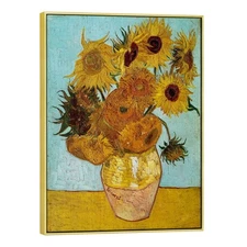 Wieco Art Framed Art Sunflower Large Canvas Prints Wall Art by Vincent Van Go...