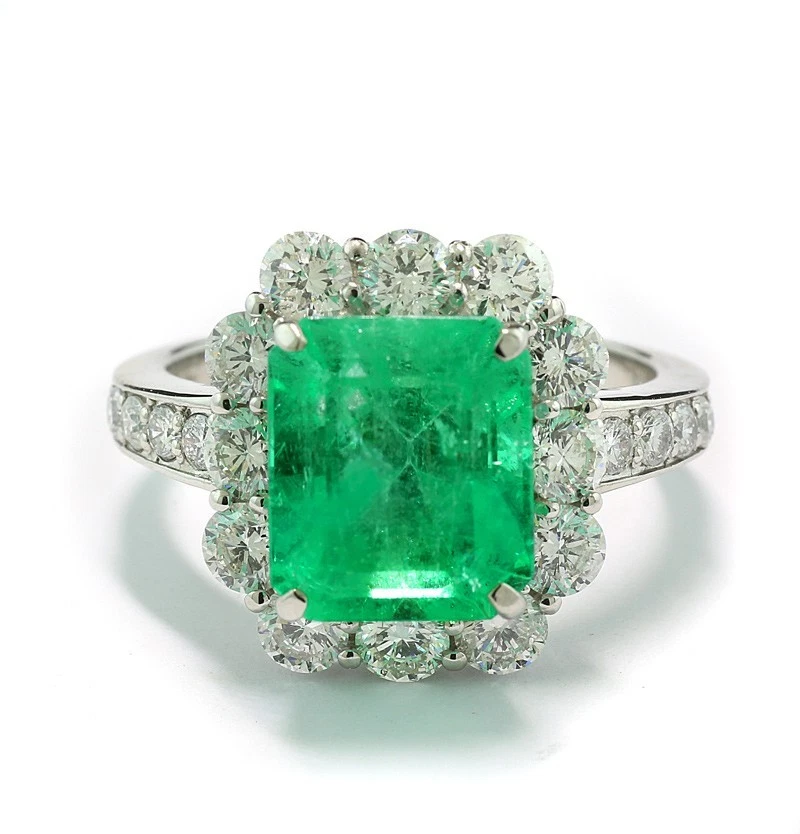 Wert 21.000 Euro Smaragd-Brillant-Ring 5,30 carat Kolumbien Unikat 900er Platin - Bild 1 von 4