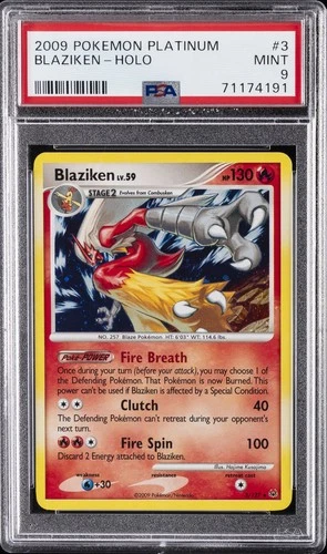 2009 POKEMON PLATINUM #3 BLAZIKEN-HOLO PSA 9