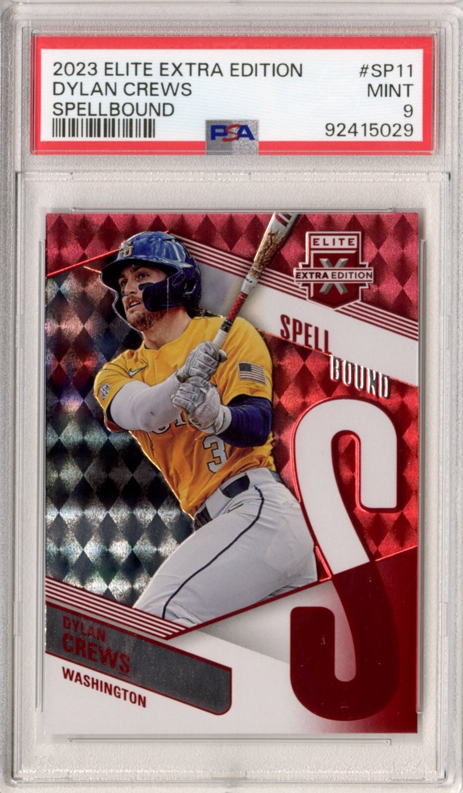 2023 Panini Elite Extra Edition Dylan Crews Spellbound PSA 9