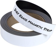 Houseables Magnetic Dry Erase Labels, Glossy White, 1" Wide x 25' Long, Wipe off