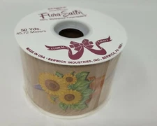 VTG Berwick Flora-Satin Oatmeal Flower Pots Floral Craft Ribbon 2-3/4" x 50 YDS