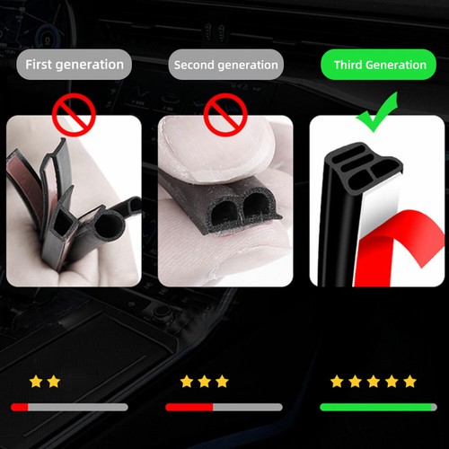 Tiras de sello de goma de 2M 3 capas para puerta de automóvil aislamiento de sonido accesorios de viaje en el clima - Imagen 10 de 11