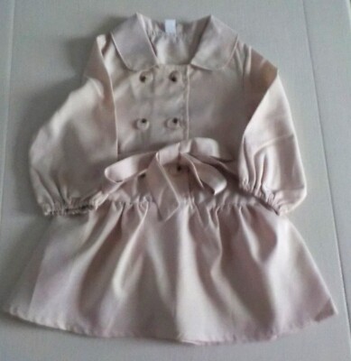 Baby Girl Beige Double Breasted Belted Trench Coat size 12-18 Months NWOT