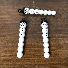 Snowman Icicle Art Glass 5  Christmas Ornaments - Set of 3