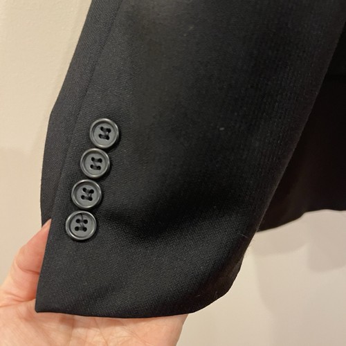 Nino Fenzi Blazer Mens 44R Black Merino Wool Jacket Sport Coat Lanificio Italy - Picture 5 of 13
