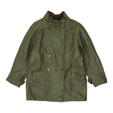 Pierre Cardin Womens Green Double Breasted Leather Coat | Vintage Designer Vtg