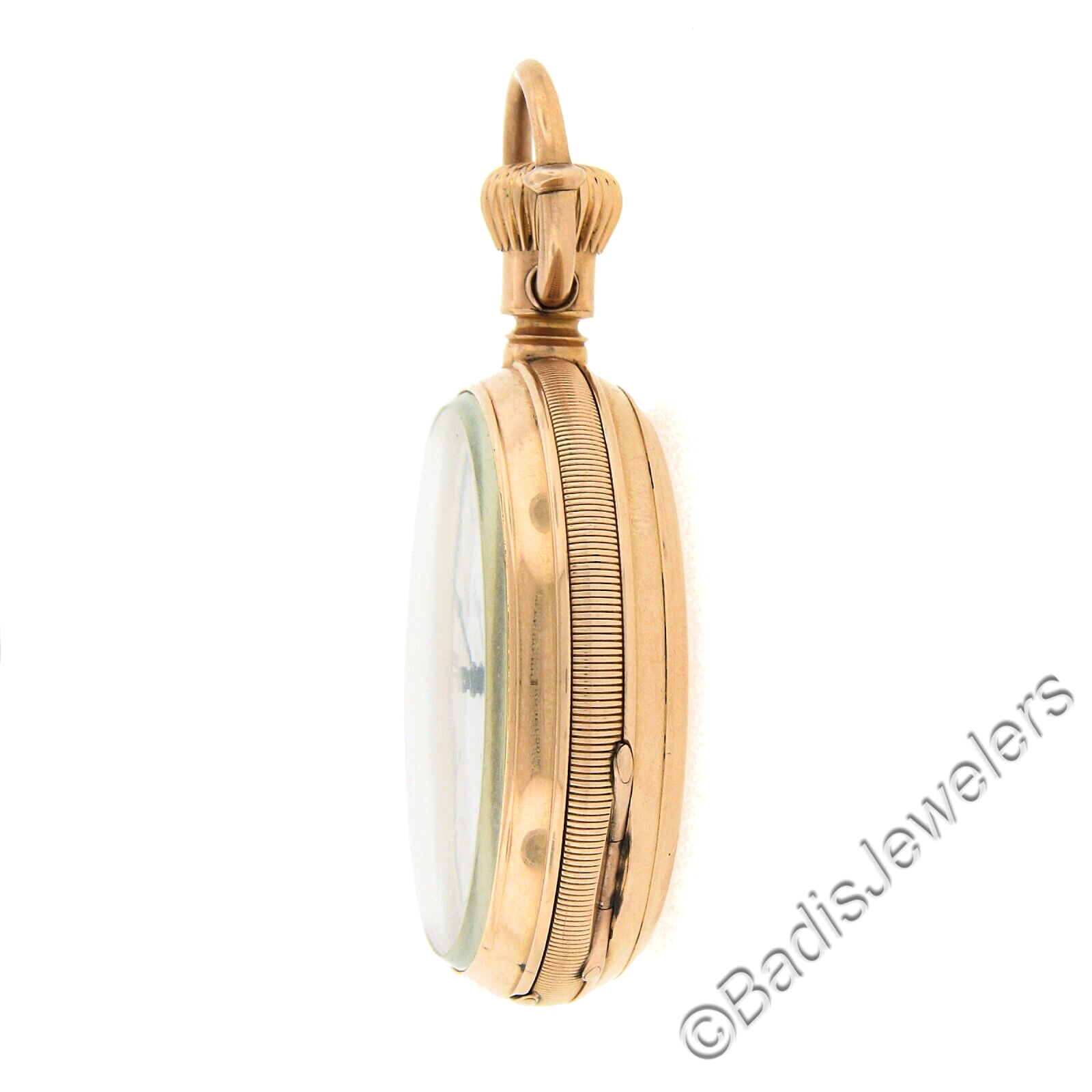 Antique Duhme Co. Large Pocket Watch in 18k Rosy Yellow Gold Open Face