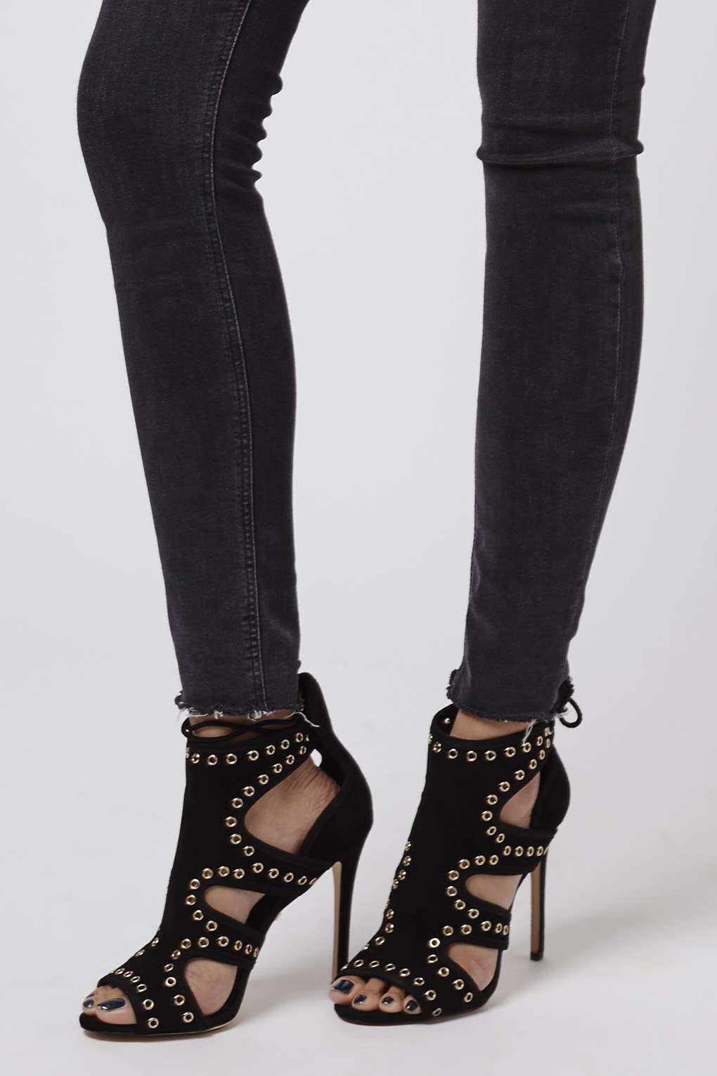 TOPSHOP Women's High Heel Sandals UK4 EU37 US6.5 Black Strappy Summer Shoes