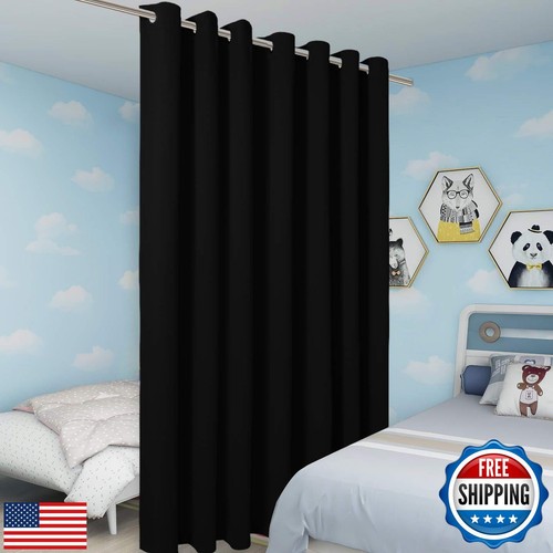 BONZER Extra Wide Room Divider Curtain Total Privacy Wall Noise Reducing Blac - Picture 4 of 5
