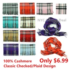 100% CASHMERE Scarf Made in Scotland Wool Tartan Plaid Super Warm Soft