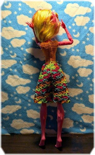 Handmade Monster High 17.5" Fashion Doll Crochet Dress NEW Orange & Neon - Picture 9 of 9