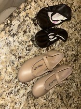 Tap Shoes Beige Size 9 1/2 And Ballet Shoes Black Size 10