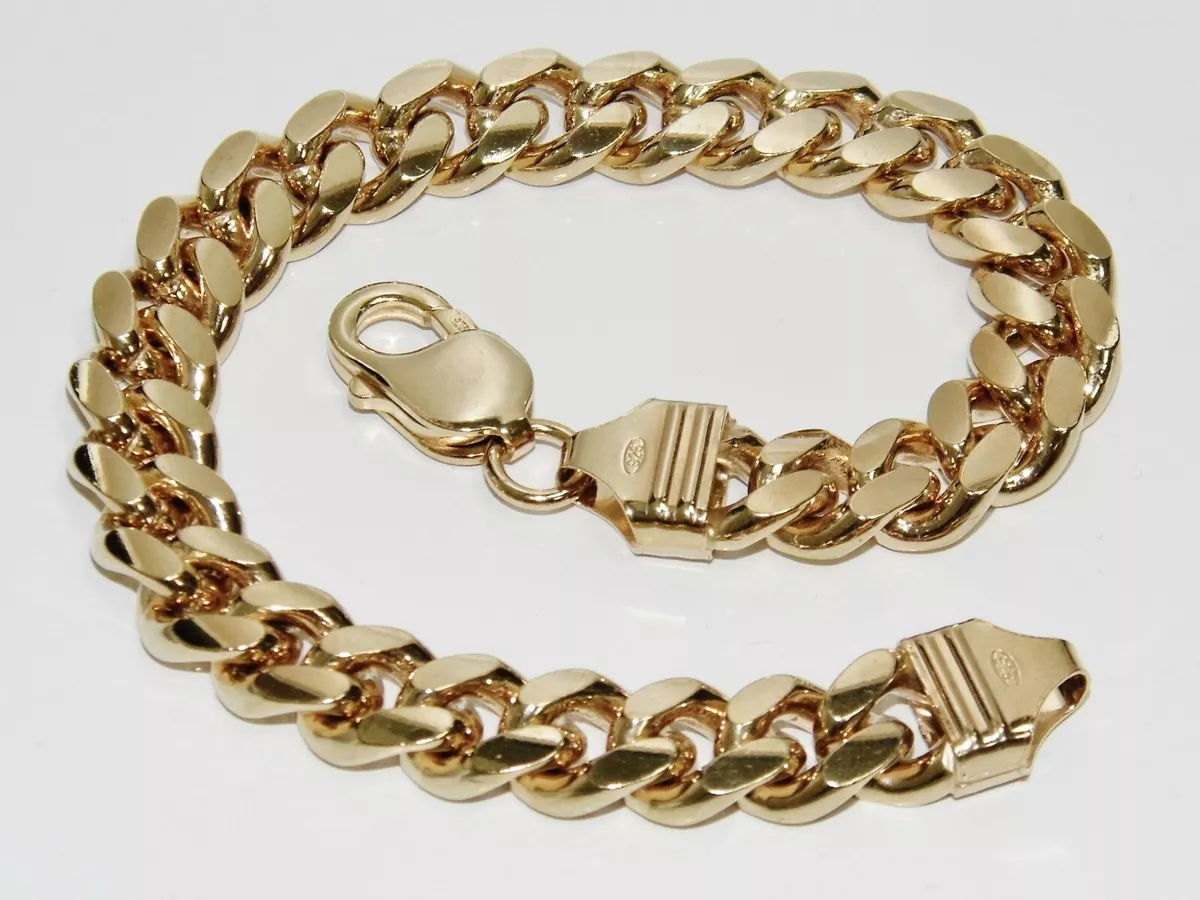 Mens heavy 9ct gold curb bracelet sale