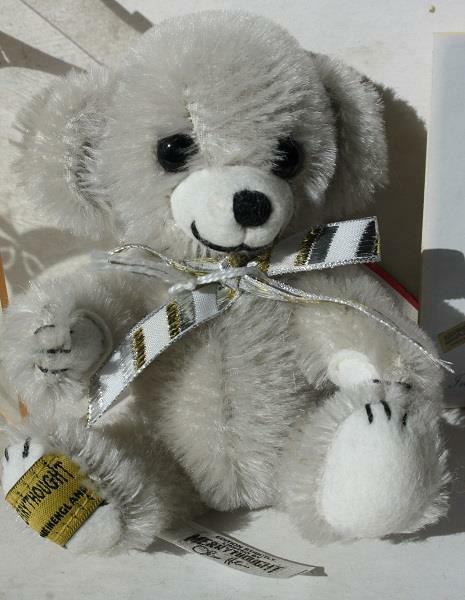 Merrythought Cheeky Teddy Bear Micro Grey Mohair Miniature Limited Edition  Box
