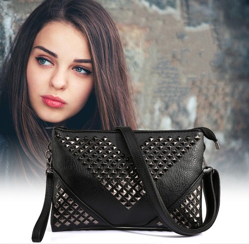 Black Stud Rivet Women Shoulder Bag - Picture 9 of 12