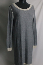 Gap Sweater Dress Women Size Medium Marled Black Beige Thin Knit Button Accents