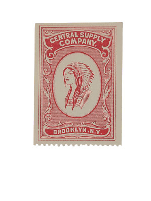 Vintage Stamp - Central Supply Company Brooklyn NY with Native American Rare HTF